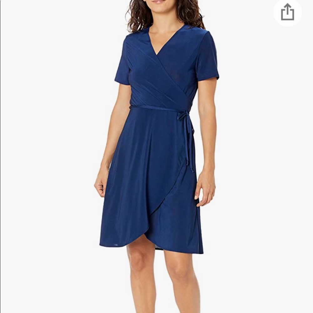 Star Vixen Navy Faux Wrap Dress Size Petite Large